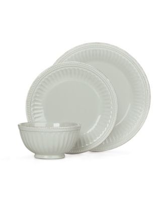 Lenox - French Perle Groove Ice Blue 12-Piece Dinnerware Set