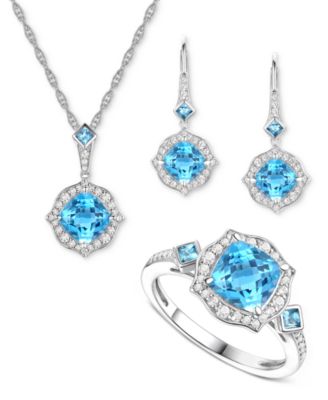 Macy's - 3-Pc. Set Amethyst (4-1/2 ct. t.w.) & Lab-Created White Sapphire (3/4 ct. t.w.) Heart Pendant Necklace, Ring, & Stud Earrings in 14k Gold-Plated Sterling Silver (Also in Additional Gemstones)