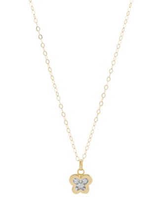 Macy's - Children's Diamond Accent Butterfly Pendant Necklace in 14k Gold, 14" + 2" extender