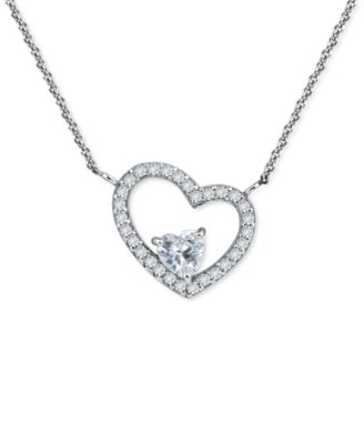 Giani Bernini - Cubic Zirconia Heart Pendant Necklace, 16"