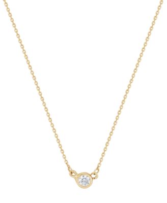 Macy's - Children's Cubic Zirconia Solitaire Pendant Necklace in 14k Gold, 14" + 2" extender