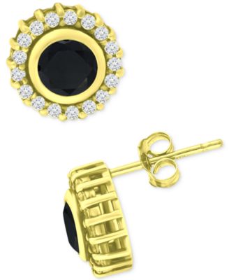 Giani Bernini - Black & White Cubic Zirconia Halo Stud Earrings in 18k Gold-Plated Sterling Silver