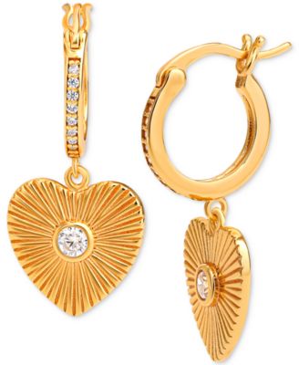 Giani Bernini - Cubic Zirconia Heart Dangle Hoop Earrings in 18k Gold-Plated Sterling Silver