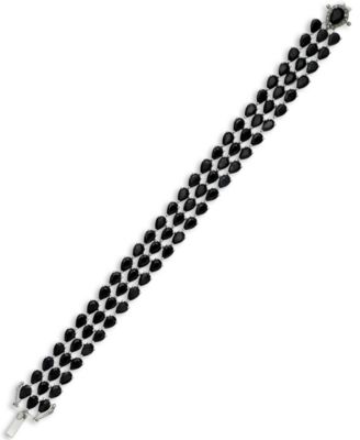 Macy's - Black Sapphire Three-Row Bracelet in Sterling Silver (43 ct. t.w.)
