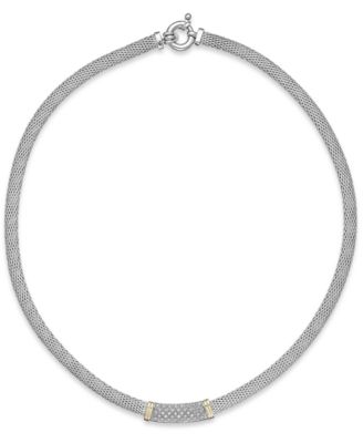 Macy's - Diamond Mesh Collar Necklace in 14k Gold and Sterling Silver (1/4 ct. t.w.)