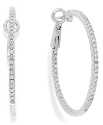Macy's - Diamond Hoop Earrings in 14k White Gold (1/2 ct. t.w.)
