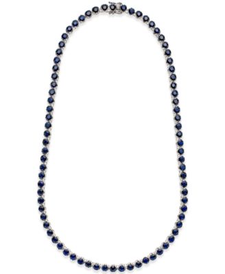 Macy's - Black Sapphire Collar Necklace (25 ct. t.w.) in Sterling Silver
