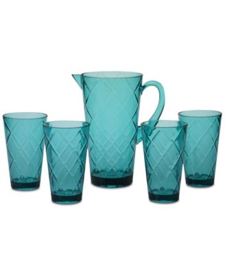 Certified International - Teal Diamond Acrylic 5-Pc. Drinkware Set