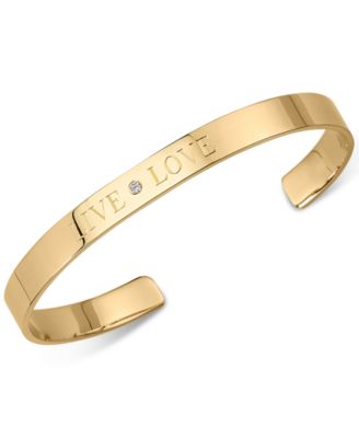 Sarah Chloe - Diamond Accent "Live Love" Cuff Bangle Bracelet