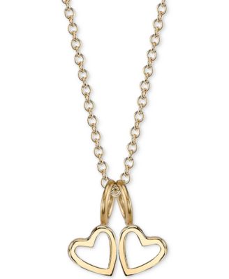 Sarah Chloe - Double Heart Charms Pendant Necklace, 18"