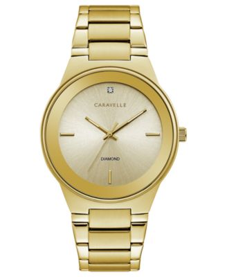Caravelle - Men's Diamond-Accent Gold-Tone Stainless Steel Bracelet Watch 40mm