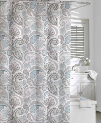 Cassadecor - Cotton Printed  Floral Swirls Shower Curtain