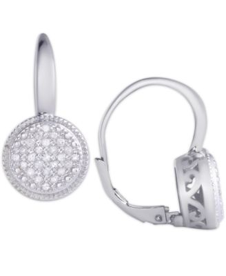Macy's - Diamond (1/5 ct. t.w.) Round Leverback Earrings in Sterling Silver