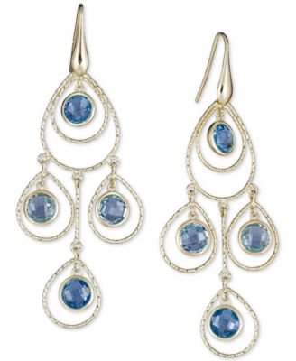 Macy's - Blue Topaz Chandelier Drop Earrings (8-3/4 ct. t.w.) in 14k Vermeil over Sterling Silver