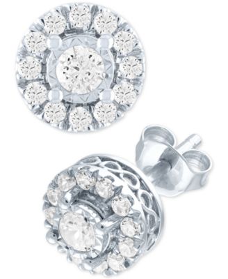 Forever Grown Diamonds - Lab Grown Diamond Cluster Stud Earrings (1/2 ct. t.w.) in Sterling Silver