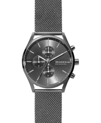 Skagen - Men's Chronograph Holst Gunmetal Stainless Steel Mesh Bracelet Watch 42mm
