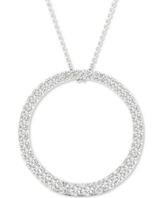 Forever Grown Diamonds - Lab-Created Diamond Circle Pendant Necklace (1/2 ct. t.w.) in Sterling Silver, 16" + 2" extender