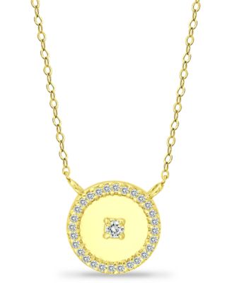 Giani Bernini - Cubic Zirconia Polished Halo Pendant Necklace in 18k Gold-Plated Sterling Silver, 16" + 2" extender