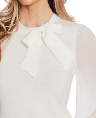 CeCe - Mixed-Media Bow Sweater