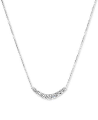 Macy's - Diamond Curve Statement Necklace (1 ct. t.w.) in 14k White Gold, 16" + 2" extender