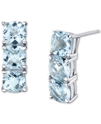 Macy's - Aquamarine Vertical Stud Earrings (3-5/8 ct. t.w.) in Sterling Silver