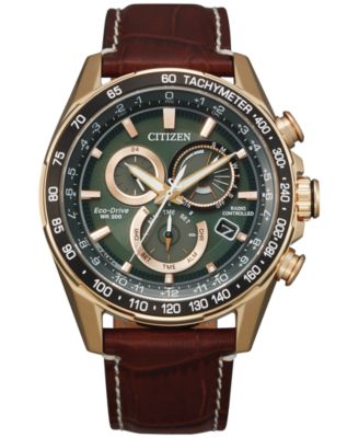 Citizen - Men's Chronograph PCAT Brown Leather Strap Watch 43mm