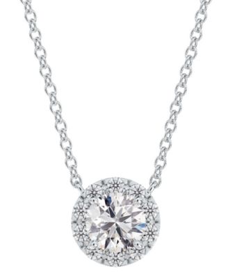 De Beers Forevermark - Diamond Halo Pendant Necklace (3/4 ct. t.w.) in 14k White Gold, 16" + 2" extender