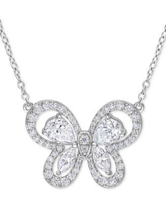 Macy's - Lab-Created Moissanite Butterfly 18" Pendant Nekclace (1-3/4 ct. t.w.) in Sterling Silver