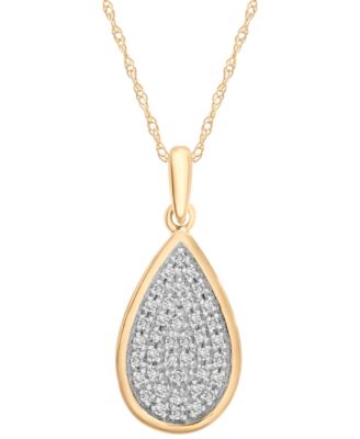 Macy's - Diamond Pav&eacute; Teardrop 18" Pendant Necklace (1/6 ct. t.w.) in 10k Gold