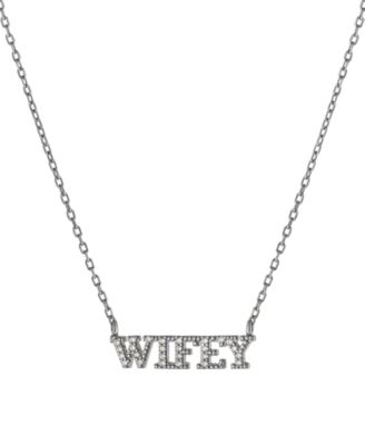 Giani Bernini - Cubic Zirconia Wifey Pendant Necklace in Sterling Silver, 16" + 2" extender