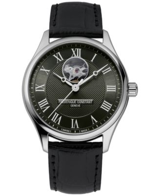 Frederique Constant - Men's Swiss Automatic Classics Heart Beat Black Leather Strap Watch 40mm