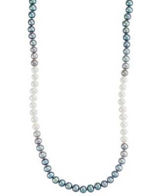 Macy's - Gray & White Ombr&eacute; Potato Cultured Freshwater Pearl (7-8mm) 36" Strand Necklace