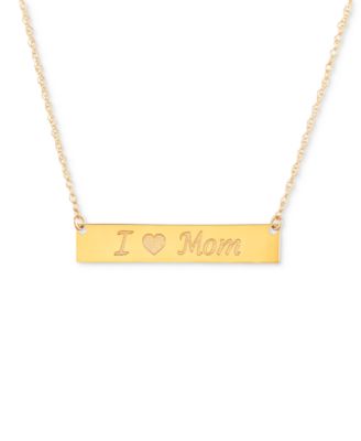 Macy's - "I Love Mom" 18" Bar Necklace in 10k Gold