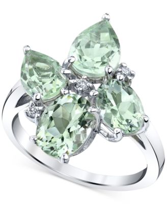 Macy's - Green Quartz (3-7/8 ct. t.w.) & Diamond (1/20 ct. t.w.) Ring in Sterling Silver