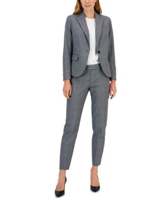 Anne Klein - Women's Plaid One-Button Notch-Collar Pantsuit