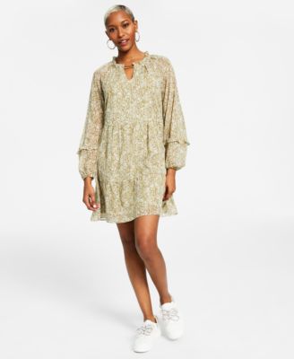 INC International Concepts - Women's Metallic-Striped Chiffon Minidress