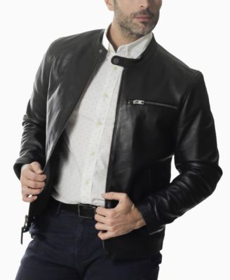 Frye - Men's Classic Leather Caf&eacute; Racer Jacket