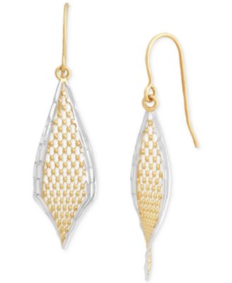 Macy's - Beaded Mesh Statement Drop Earrings in 10K Two-Tone Gold