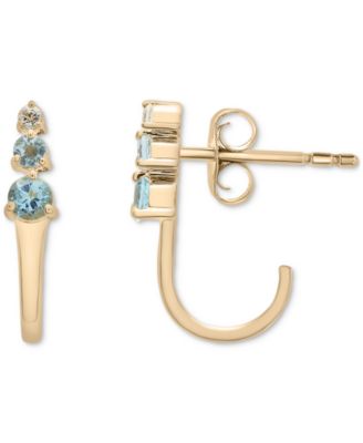 Macy's - Amethyst (1/4 ct. t.w.), Rhodolite (1/8 ct. t.w.) & White Topaz (1/10 ct. t.w.) Curved Drop Earrings in 14k Gold-Plated Sterling Silver (Also in Blue & Sky Blue Topaz)