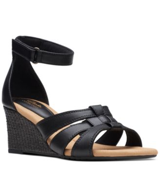 Clarks - Women's Kyarra Joy Ankle-Strap Woven Wedge Sandals