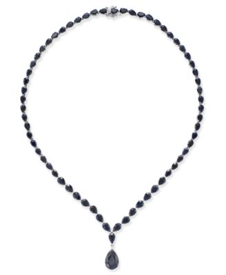 Macy's - Black Sapphire Collar Necklace (28 ct. t.w.) in Sterling Silver