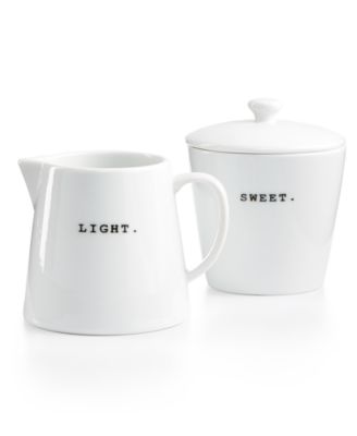 The Cellar - Whiteware Words Collection Light & Sweet Sugar & Creamer