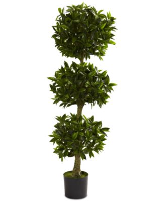 Nearly Natural - 5' Artificial Triple Bay Leaf UV-Resistant Indoor/Outdoor Topiary