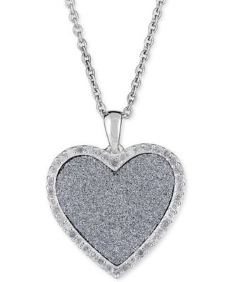 Macy's - Diamond Glitter Heart 18" Pendant Necklace (1/4 ct. t.w.) in Sterling Silver
