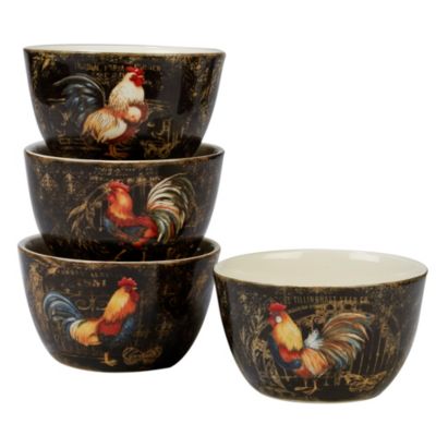 Certified International - Gilded Rooster 4-Pc. Ice Cream Bowl