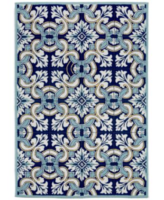 Liora Manne' - Ravella 2253 Floral Tile Blue 7'6" x 9'6" Indoor/Outdoor Area Rug