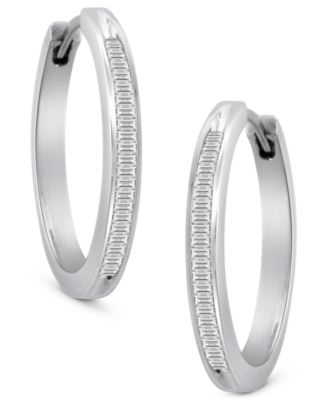 Macy's - Diamond Hoop Earrings in Sterling Silver (1/2 ct. t.w.)