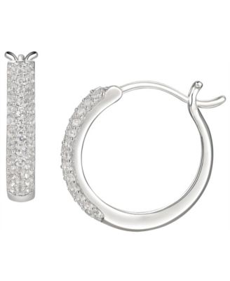 Macy's - 1/2 ct. t.w. Round Shape Diamond Hoop Earring in Sterling Silver