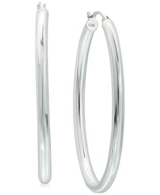 Giani Bernini - Medium Polished Tube Hoop Earrings in Sterling Silver, 1.1"