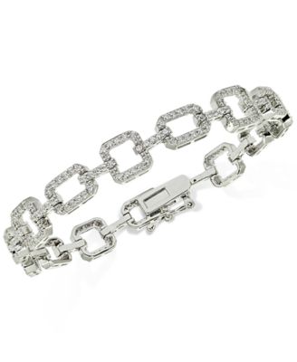 Macy's - Cubic Zirconia Square Link Tennis Bracelet in Sterling Silver